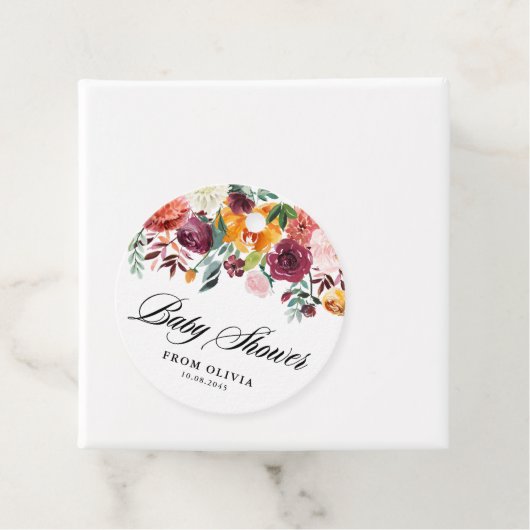 Waterverf Herfst Bloeit Garland Herfst Baby shower Bedankjes Labels (In situ)