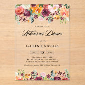 Waterverf Herfst Bloeit Garland Repetitie Diner Acryl Uitnodigingen (Voorkant)