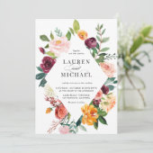 Waterverf Herfst Bloeit Lijst QR Code Trouwen Kaart (Staand voorkant)