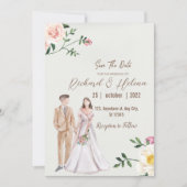 waterverf herfst bloem en palm Bloemstuk Bruiloft Kaart (Voorkant)