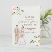 waterverf herfst bloem en palm Bloemstuk Bruiloft Kaart (Staand voorkant)