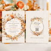 Waterverf Herfst Bloem Ivory Bruin Herfst Bruiloft Kaart