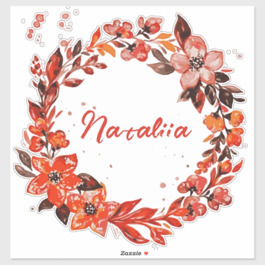 Waterverf Herfst Bloemen Aangepaste naam Sticker (Vel)
