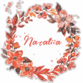 Waterverf Herfst Bloemen Aangepaste naam Sticker (Voorkant)