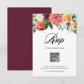 Waterverf Herfst Bloemen Bloemen Bloemen Huwelijk  RSVP Kaartje (Voorkant / Achterkant)