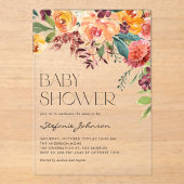 Waterverf Herfst Bloemen Boeket Baby shower Acryl Uitnodigingen (Voorkant)