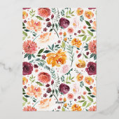 Waterverf Herfst Bloemen Boeket Baby shower Folie Uitnodiging (Achterkant)