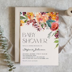 Waterverf Herfst Bloemen Boeket Baby shower Kaart