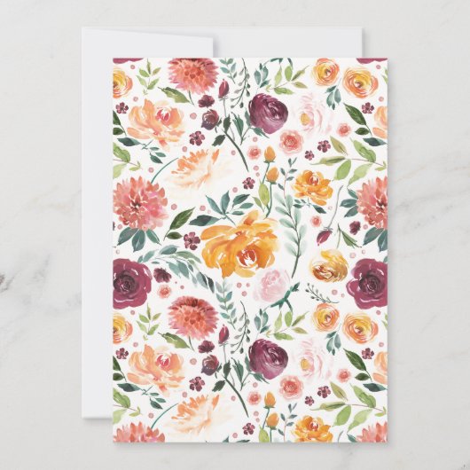 Waterverf Herfst Bloemen Boeket Baby shower Kaart (Achterkant)