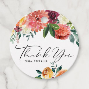 Waterverf Herfst Bloemen Boeket Dank Je Bedankjes Labels