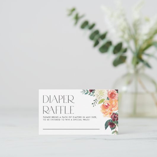 Waterverf Herfst Bloemen Boeket Luier Raffle Informatiekaartje (Staand voorkant)