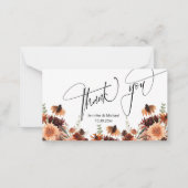 waterverf herfst Bloemen bruiloft Dank u Notitiekaartje (Voorkant)