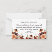 waterverf herfst Bloemen bruiloft Dank u Notitiekaartje (Achterkant)