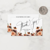waterverf herfst Bloemen bruiloft Dank u Notitiekaartje (Voorkant / Achterkant in situ)