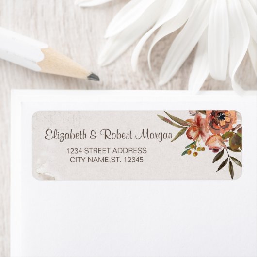 Waterverf herfst bloemen bruiloft etiket (Insitu)