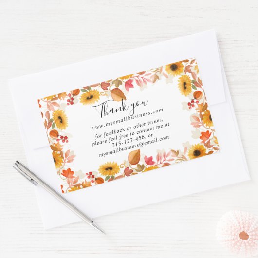 waterverf herfst bloemen dank u business info rechthoekige sticker (Envelop)