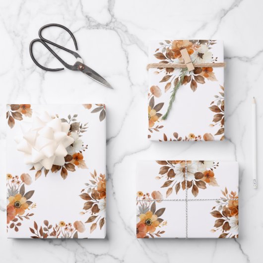 Waterverf Herfst Bloemen Geschenkverpakking Papier Inpakpapier Vel (Voorkant)