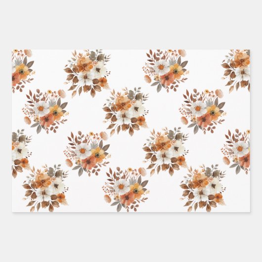 Waterverf Herfst Bloemen Geschenkverpakking Papier Inpakpapier Vel (Voorkant)