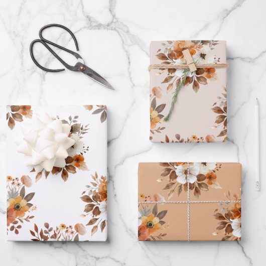 Waterverf Herfst Bloemen Geschenkverpakking Papier Inpakpapier Vel (Voorkant)