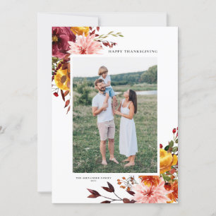 Waterverf herfst bloemen Happy Thanksgiving