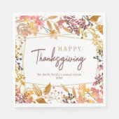 Waterverf herfst Bloemen Happy Thanksgiving Naam Servet (Voorkant)