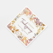 Waterverf herfst Bloemen Happy Thanksgiving Naam Servet (Hoek)