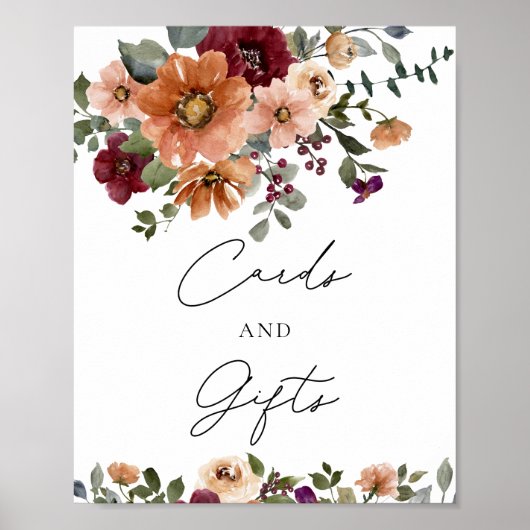 Waterverf Herfst Bloemen Kaarten en geschenken Poster (Voorkant)