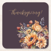 Waterverf Herfst Bloemen- Kartonnen Onderzetters (Voorkant)