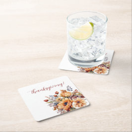 Waterverf Herfst Bloemen- Kartonnen Onderzetters