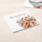 Waterverf Herfst Bloemen- Kartonnen Onderzetters (Schuin)