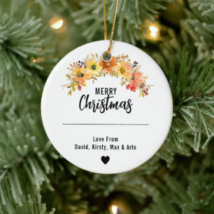 Waterverf Herfst Bloemen Kerstfoto Vakantie Keramisch Ornament