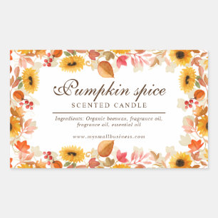 waterverf herfst bloemen najaar kaarsproduct rechthoekige sticker