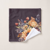 Waterverf Herfst Bloemen-Paarse Bad Handdoek (Wasdoekje)