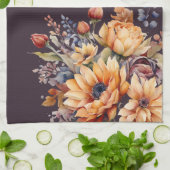 Waterverf Herfst Bloemen-Paarse- Theedoek (Gevouwen)