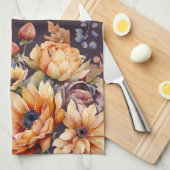 Waterverf Herfst Bloemen-Paarse- Theedoek (Quarter Fold)