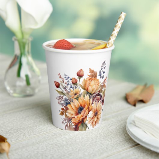 Waterverf Herfst Bloemen- Papieren Bekers (Insitu)