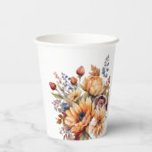 Waterverf Herfst Bloemen- Papieren Bekers (Achterkant)