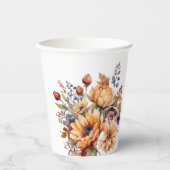 Waterverf Herfst Bloemen- Papieren Bekers (Voorkant)