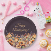 Waterverf Herfst Bloemen- Papieren Bordje (Feest)