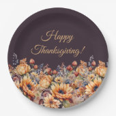 Waterverf Herfst Bloemen- Papieren Bordje (Voorkant)