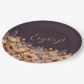 Waterverf Herfst Bloemen- Papieren Bordje (Gekanteld)