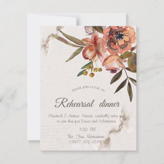 Waterverf herfst bloemen repetitie binnenste kaart (Voorkant)