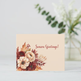 Waterverf Herfst Bloemen-Seizoen Groeten- Briefkaart