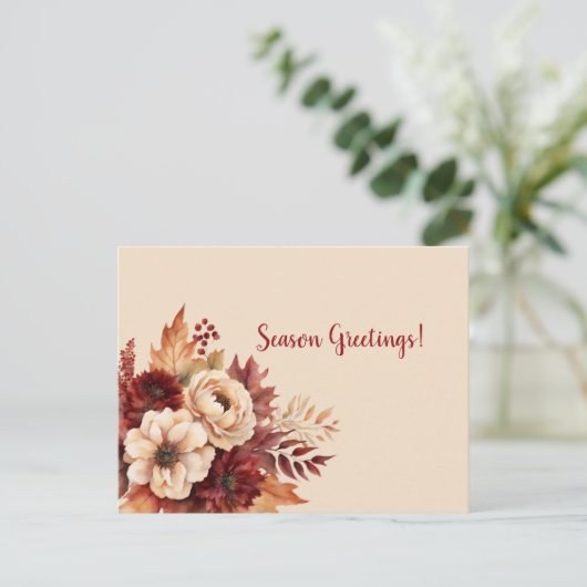 Waterverf Herfst Bloemen-Seizoen Groeten- Briefkaart (Staand voorkant)