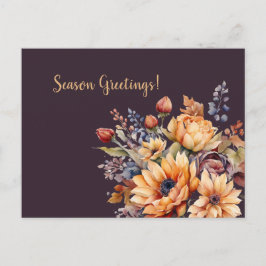 Waterverf Herfst Bloemen-Seizoen Groeten- Briefkaart