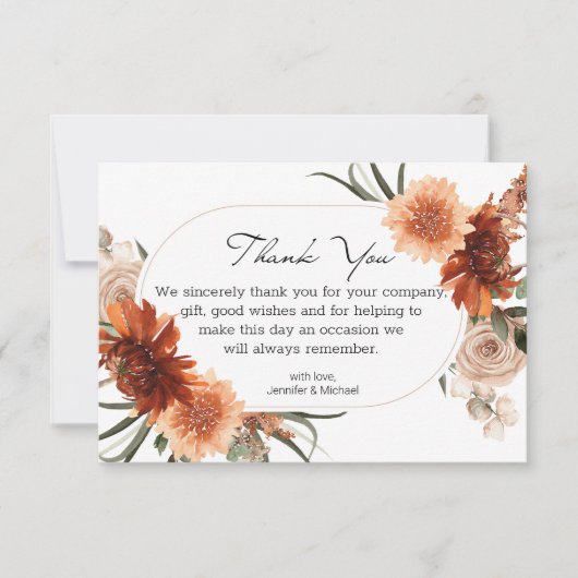 waterverf herfst Bloemen Terracotta bruiloft Moder Bedankkaart (Voorkant)