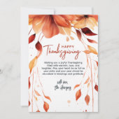 Waterverf Herfst Bloemen Thanksgiving Custom Feestdagenkaart (Voorkant)