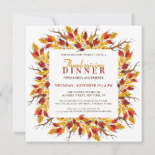Waterverf Herfst Bloemen Thanksgiving Diner Kaart (Voorkant)