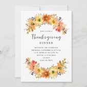 Waterverf Herfst Bloemen Thanksgiving Diner Kaart (Voorkant)