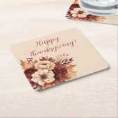 Waterverf Herfst Bloemen-Thanksgiving- Kartonnen Onderzetters (Schuin)
